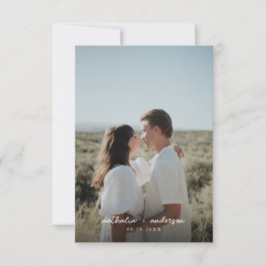 Eenvoudig script foto Weddenschap Bedankkaart (Voorkant)