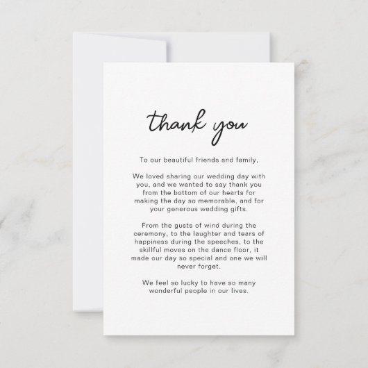 Eenvoudig script foto Weddenschap Bedankkaart (Achterkant)