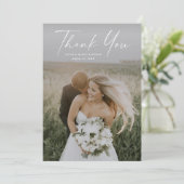 Eenvoudig script foto Weddenschap Bedankkaart (Staand voorkant)