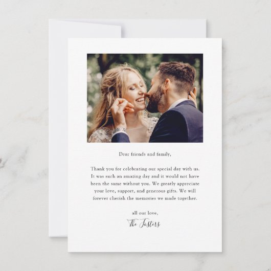 Eenvoudig script foto Weddenschap Bedankkaart (Achterkant)
