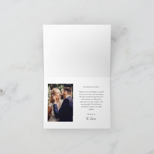 Eenvoudig script foto Weddenschap Bedankkaart (Binnen)