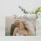 Eenvoudig script foto Weddenschap Bedankkaart (Staand voorkant)