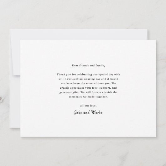 Eenvoudig script foto Weddenschap Bedankkaart (Achterkant)