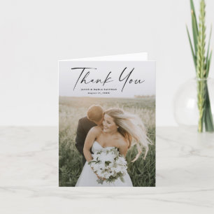 Eenvoudig script foto Weddenschap Bedankkaart