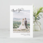 Eenvoudig script foto Weddenschap Bedankkaart (Staand voorkant)