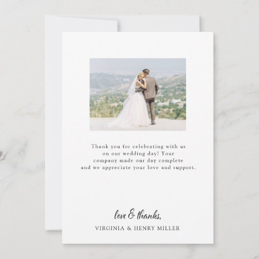 Eenvoudig script foto Weddenschap Bedankkaart (Achterkant)