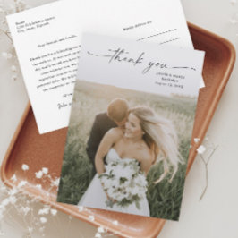Eenvoudig script foto Weddenschap Bedankkaart