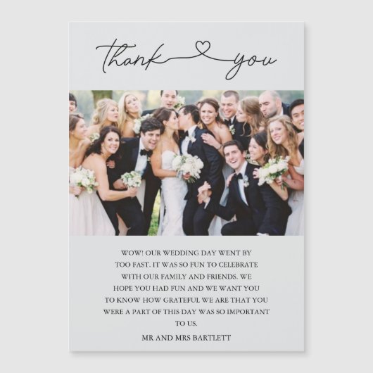Eenvoudig script foto Weddenschap Bedankt (Voorkant)