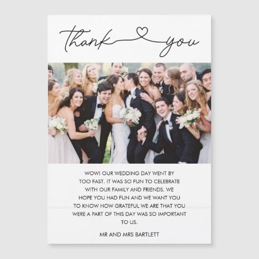 Eenvoudig script foto Weddenschap Bedankt (Voorkant)