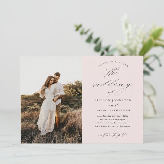 Eenvoudig script foto Weddenschap Kaart (Staand voorkant)