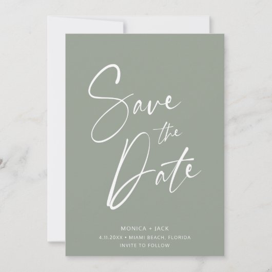 Eenvoudig script foto Weddenschap Save The Date (Voorkant)