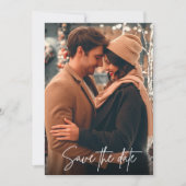 Eenvoudig script foto Weddenschap Save the Date (Voorkant)