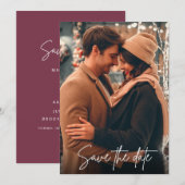 Eenvoudig script foto Weddenschap Save the Date (Voorkant / Achterkant)