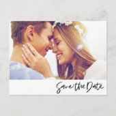 Eenvoudig script foto Weddenschap Save the Date Aankondigingskaart (Voorkant)
