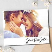 Eenvoudig script foto Weddenschap Save the Date Aankondigingskaart