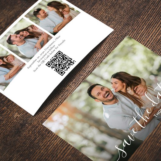 Eenvoudig script foto Weddenschap Save the Date Kaart