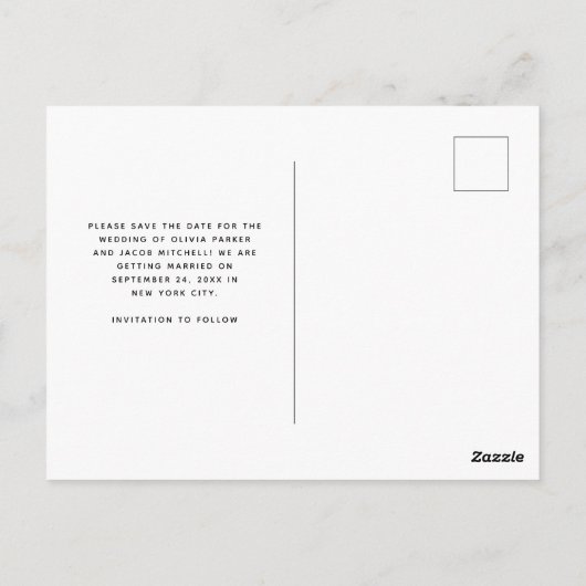 Eenvoudig script | Foto Wedding Save the Date Briefkaart (Achterkant)