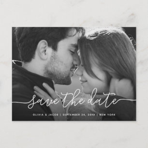 Eenvoudig script   Foto Wedding Save the Date Briefkaart