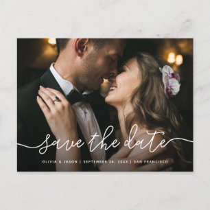 Eenvoudig script   Foto Wedding Save the Date Briefkaart