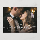 Eenvoudig script | Foto Wedding Save the Date Briefkaart (Voorkant)