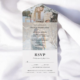 Eenvoudig Script Foto Zomer Bruiloft All In One Uitnodiging