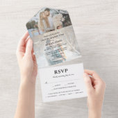 Eenvoudig Script Foto Zomer Bruiloft All In One Uitnodiging (Afscheurbaar)