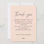 Eenvoudig script fotogeboorteaankondiging feestdagenkaart (Achterkant)