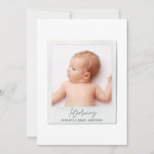 Eenvoudig script  fotogeboorteaankondiging feestdagenkaart (Voorkant)