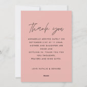 Eenvoudig script fotogeboorteaankondiging feestdagenkaart (Achterkant)