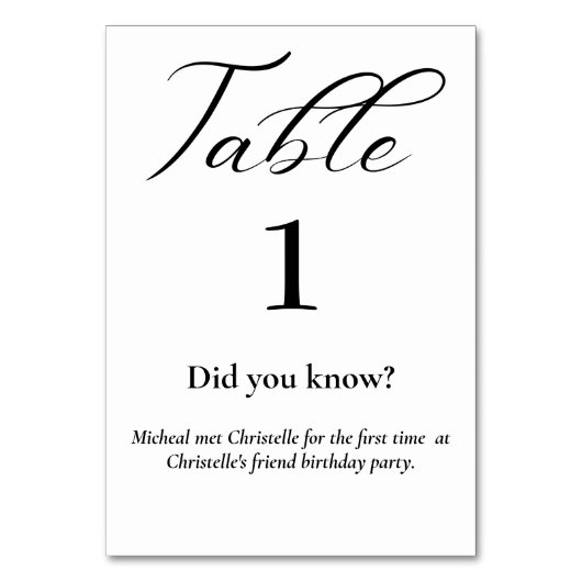 Eenvoudig script Fun Feitelijk trouwtabelnummer Kaart (Achterkant)