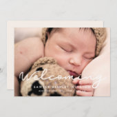 Eenvoudig script Gastvrij baby foto geboorte Aankondiging (Voorkant / Achterkant)