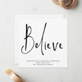 Eenvoudig script Geloof Black White Holiday Notitiekaartje (Voorkant / Achterkant in situ)