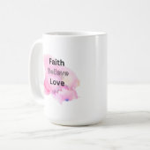 Eenvoudig script geloof geloof liefde koffiemok (Voorkant links)