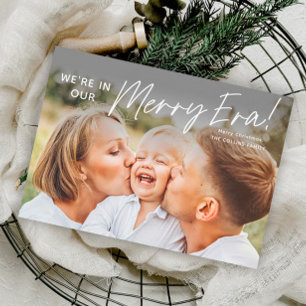 Eenvoudig Script Gelukkige Era Foto Kerstmis Feestdagenkaart