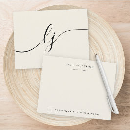 Eenvoudig script Gepersonaliseerd briefpapier Mono Notitiekaartje