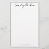 Eenvoudig script gepersonaliseerd monogram patroon briefpapier (Voorkant)