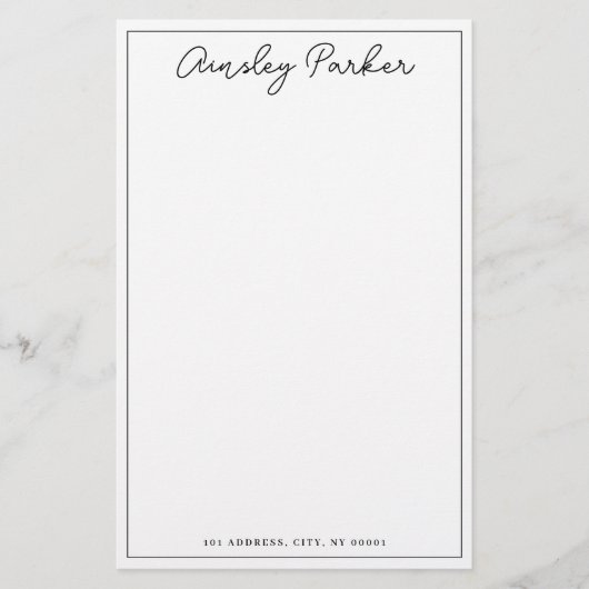 Eenvoudig script gepersonaliseerd monogram patroon briefpapier (Voorkant)