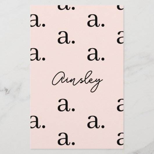 Eenvoudig script gepersonaliseerd monogram patroon briefpapier (Achterkant)