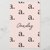 Eenvoudig script gepersonaliseerd monogrampatroon briefpapier (Achterkant)