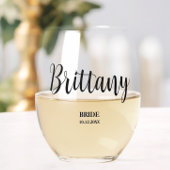 Eenvoudig script gepersonaliseerde bruidsmeisje br wijnglas zonder voet