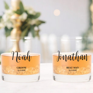 Eenvoudig script Gepersonaliseerde Groomsmen Bruil Whisky Glas