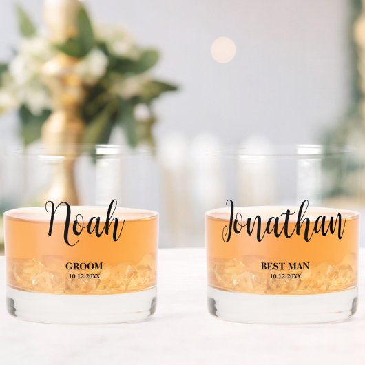 Eenvoudig script Gepersonaliseerde Groomsmen Bruil Whisky Glas