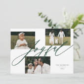 Eenvoudig Script Gezellige Groene Foto Feestdagenkaart (Staand voorkant)