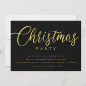Eenvoudig Script Gold Black Minimal Christmas Part Kaart (Voorkant)