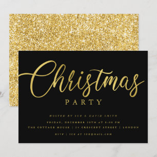 Eenvoudig Script Gold Black Minimal Christmas Part Kaart