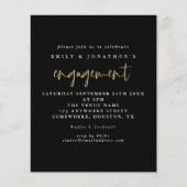 Eenvoudig script Gold Black Verloving uitgenodigd (Voorkant)