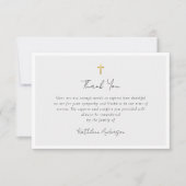 Eenvoudig script Gold Cross Sympathie begrafenis Bedankkaart (Voorkant)