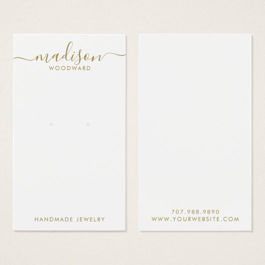 Eenvoudig Script Gold Signature Oorbel Display Kaa Visitekaartje (Voorkant /achterkant)