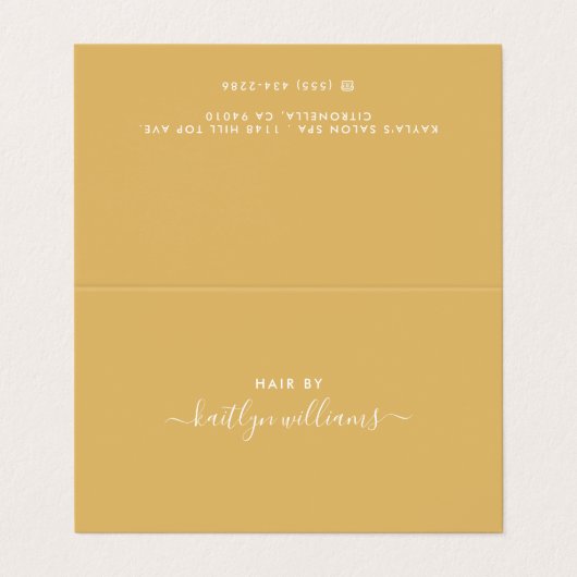 Eenvoudig script - Gold & White Appointcard Visitekaartje (Buitenkant ongevouwen)
