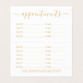 Eenvoudig script - Gold & White Appointcard Visitekaartje (Binnenkant ongevouwen)